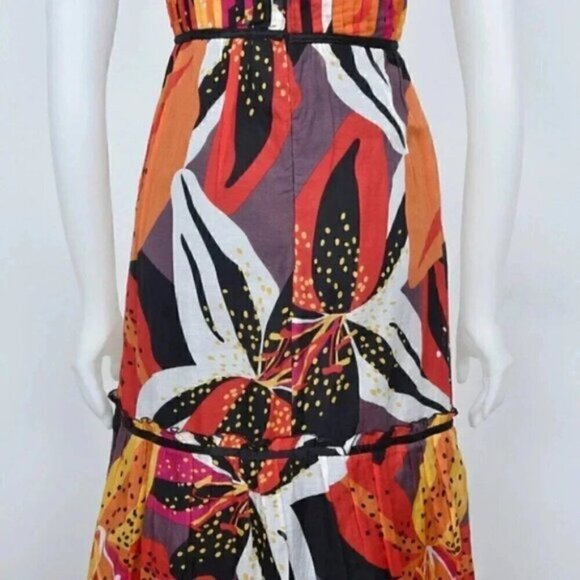 Marciano Orange Brown Tropical Floral Cotton Silk Maxi Dress Size  XS - Picture 7 of 8